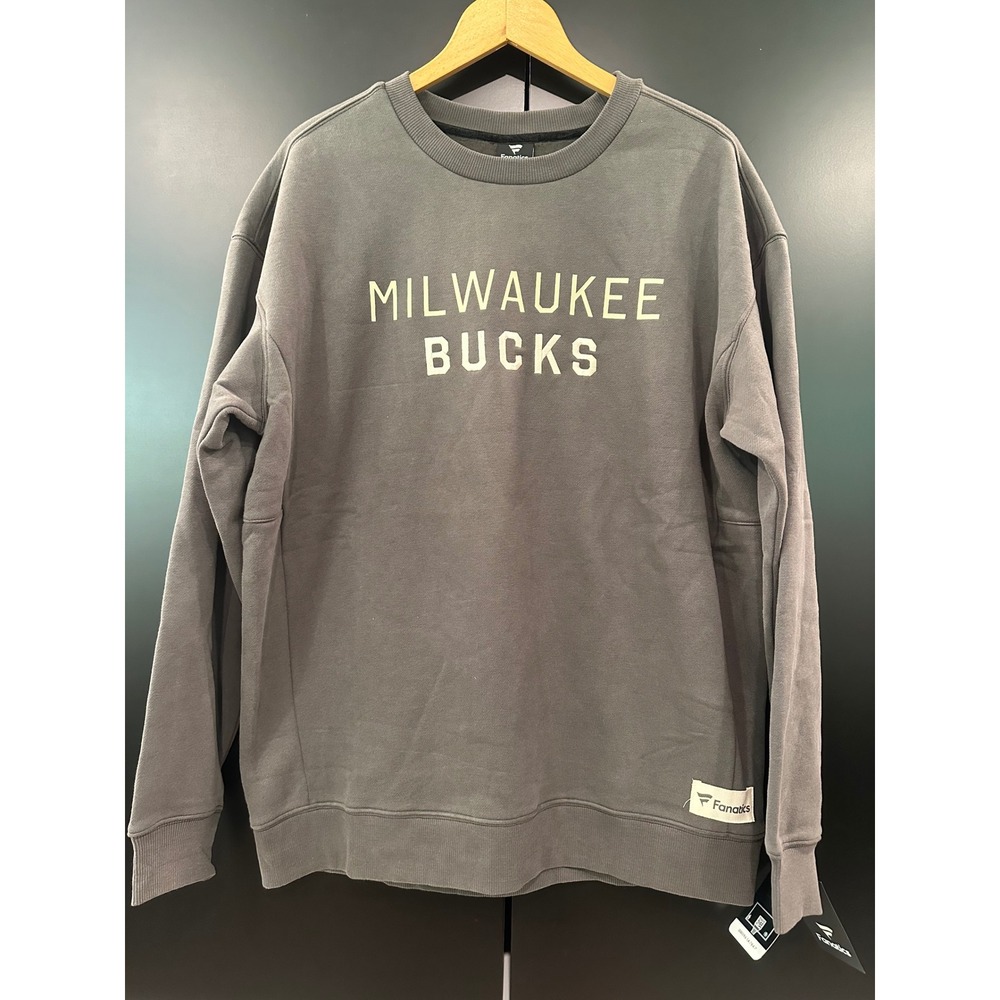 Fanatics Milwaukee Bucks NBA Crewneck Sweatshirt Gray Large NWT BB096147847